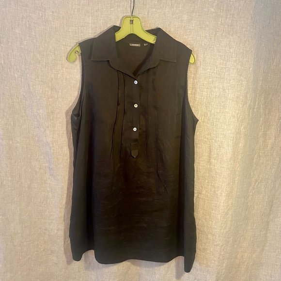 Amelline Black Linen Dress Medium - Picture 1 of 6